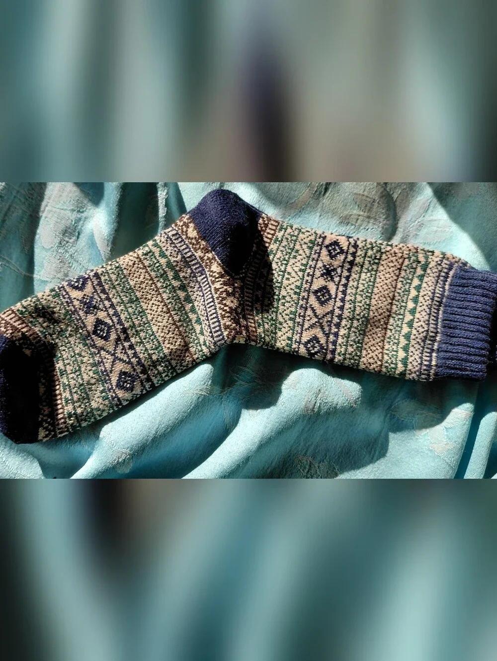 Patterned Crew Socks - Olive, Blue, Burgundy, Brown, Navy